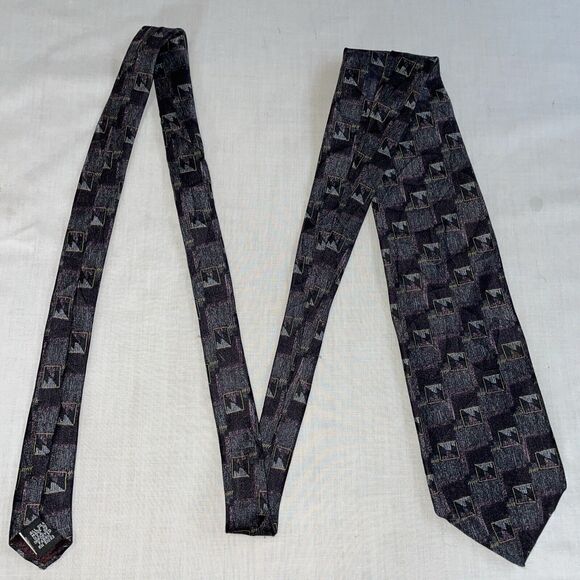 IV Front Dress Tie Mens Size 62" Gray Purple 100% Silk Wide U.S.A. Designer - Picture 1 of 12